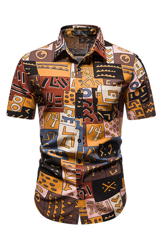 Men’s Geometric Print Casual Shirt Shello Creative Boutique