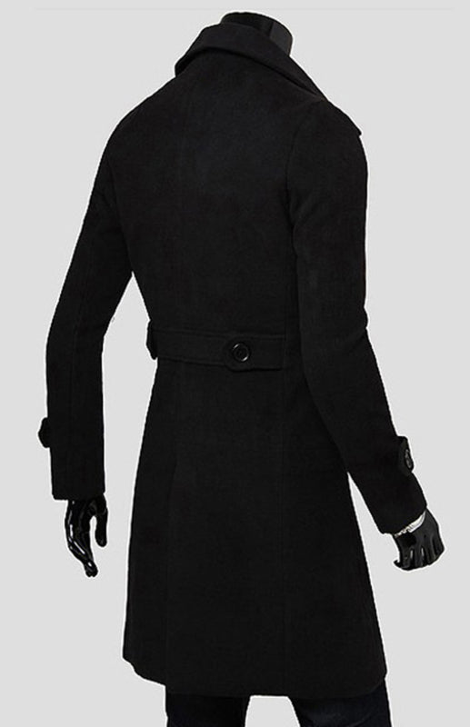 Men's Double Breasted Lengthened Simple Wool Coat Shello Creative Boutique