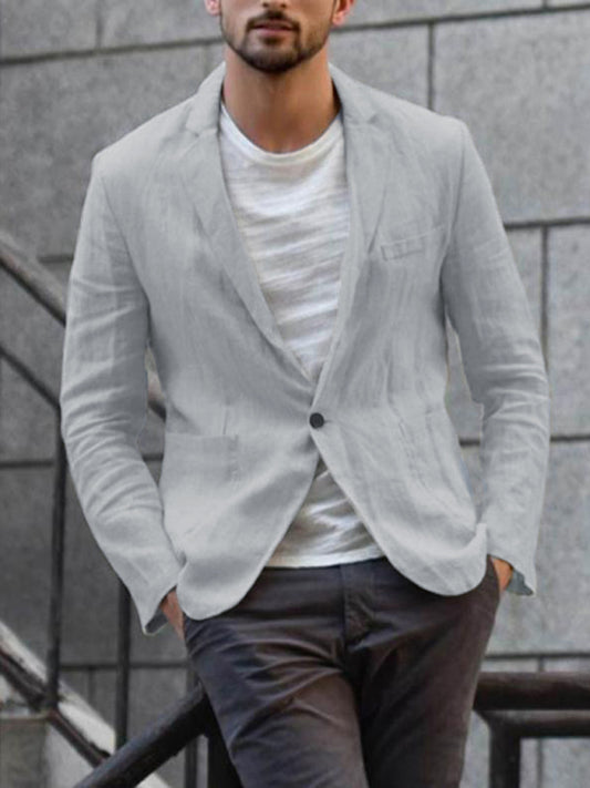 Men's Linen Cotton Loose Comfortable Solid Color Boutique Thin Casual Blazer Shello Creative Boutique