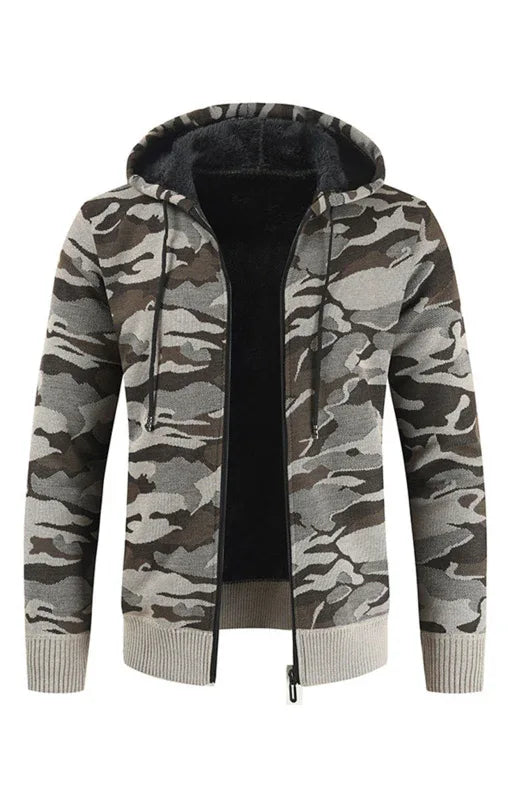 Men's Hooded Sweater Cardigan Camo Hooded Athleisure Sweater - Shello's Creative Boutique