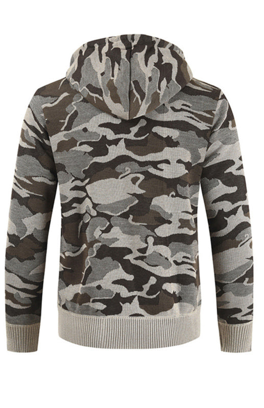 Men's Hooded Sweater Cardigan Camo Hooded Athleisure Sweater Shello's Creative Boutique