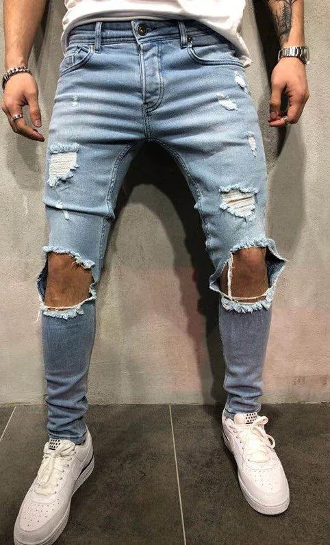 Street Style Men's Four Seasons Slight Elasticity Solid Denim Jeans - Shello's Creative Boutique