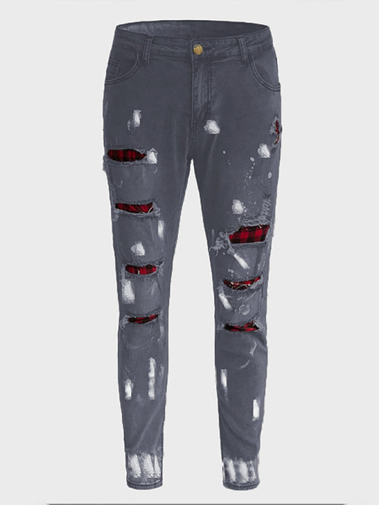 Slight elastic cotton blend knit solid denim jeans with slant pockets Shello's Creative Boutique