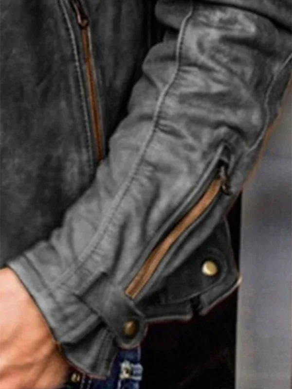 Men's PU Leather Punk Jacket with Stand Collar ā Bold Street Style Redefined - Shello's Creative Boutique