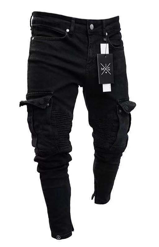 Men Street Style Knit Cargo Jeans Shello Creative Boutique