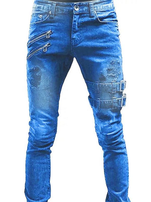 Classic Men's Cotton Blend Solid Denim Jeans with Slant Pockets Shello's Creative Boutique
