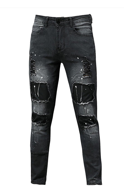 Men Fashion Ripped Distressed Elastic Denim Jeans Shello Creative Boutique