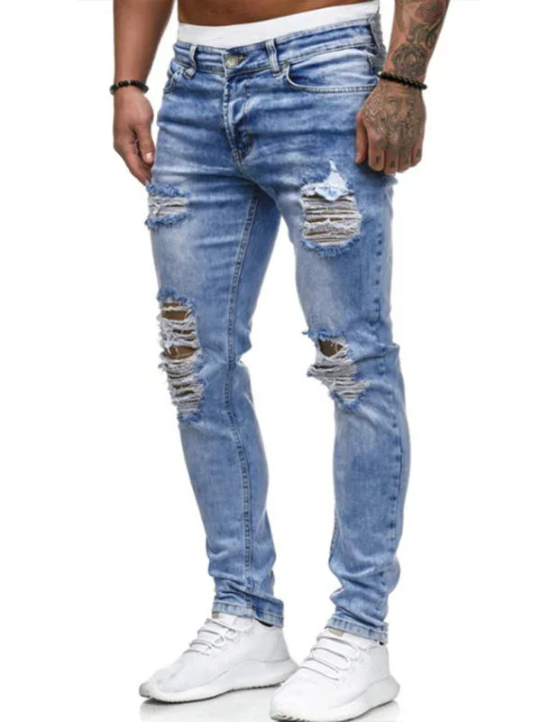 Men's Street Style Four Seasons Cotton Blend Knit Denim Jeans - Shello's Creative Boutique
