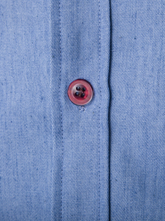 Men's Casual Shirt Pocket Patch Leather Long Sleeve Shirt Denim Shirt Shello Creative Boutique