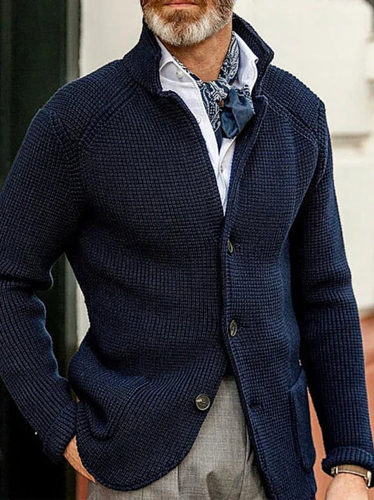 Sweater Winter Sweater Stand Collar Cardigan Men's Knitted Jacket - Shello's Creative Boutique