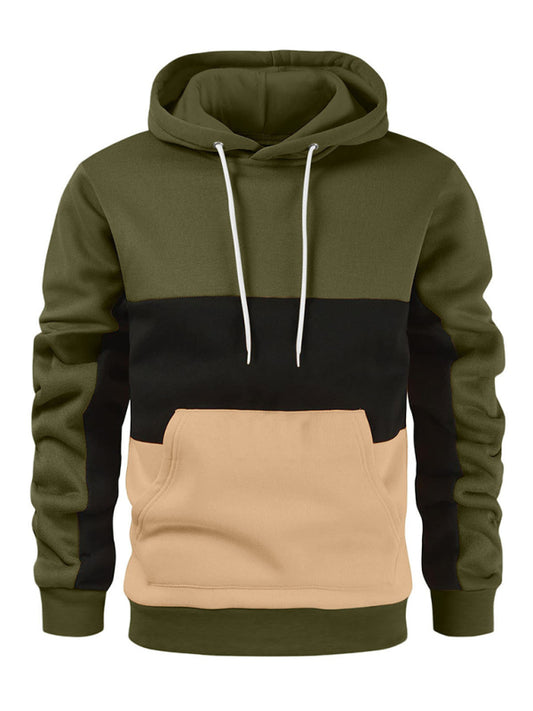 Men's Color Block Color Contrast Long Sleeve Hooded Sweatshirt Shello's Creative Boutique