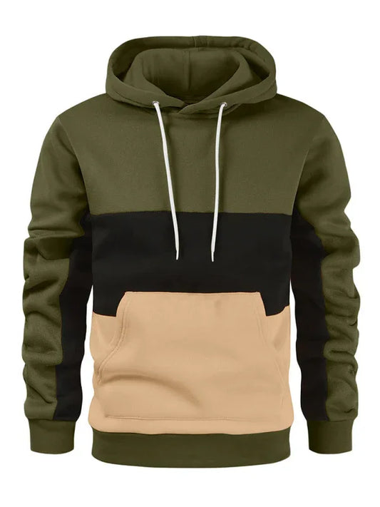 Men's Colour Block Contrast Long Sleeve Hooded Sweatshirt - Shello's Creative Boutique