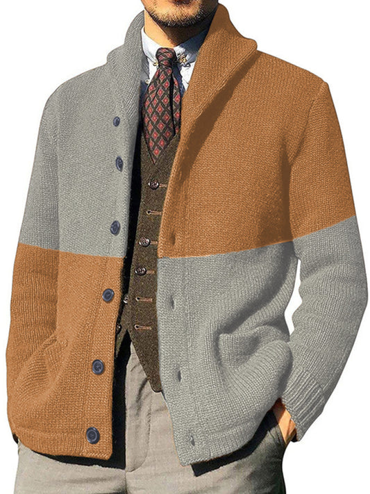 Men's Contrasting Color Block Button Long Sleeve Cardigan Shello's Creative Boutique