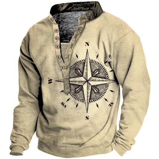 Men's Arrow Compass Print Long Sleeve T-Shirt Shello's Creative Boutique