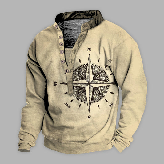 Men's Arrow Compass Print Long Sleeve T-Shirt Shello's Creative Boutique