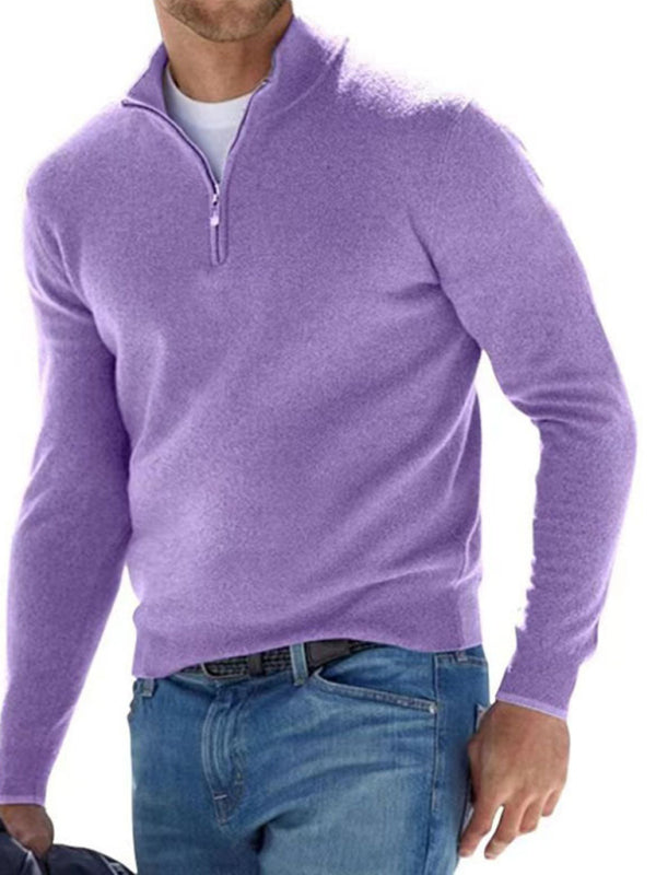Long Sleeve V Neck Wool Fleece Zipper Men's Casual Top Polo Shirt Shello's Creative Boutique
