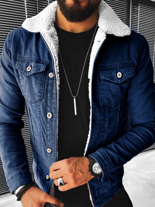 Plush Style Thickened Denim Men's Outer Jacket Shello's Creative Boutique