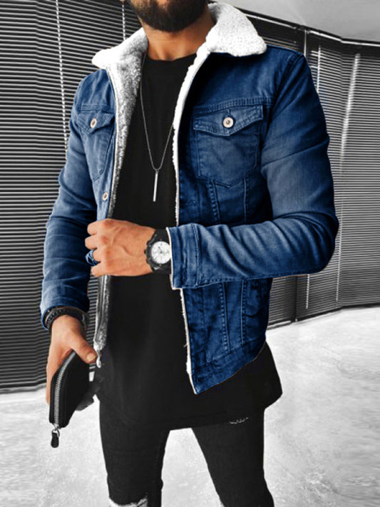 Plush Style Thickened Denim Men's Outer Jacket Shello's Creative Boutique