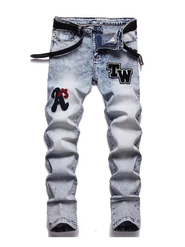 New Style Zhangzi Pattern Slim Fit Small Straight-Leg Jeans – A Perfect Mix of Style and Comfort! - Shello's Creative Boutique