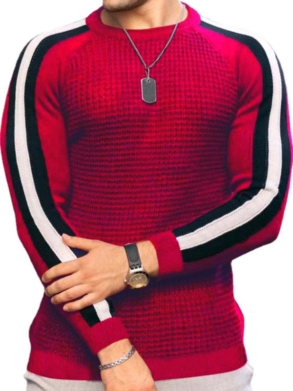 Round neck color contrast t-shirt men's casual loose bottoming sweater Shello's Creative Boutique