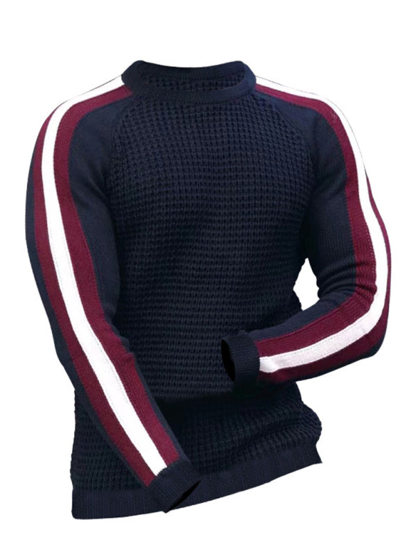 Round neck color contrast t-shirt men's casual loose bottoming sweater Shello's Creative Boutique