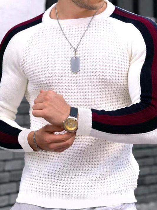 Round neck color contrast t-shirt men's casual loose bottoming sweater Shello's Creative Boutique