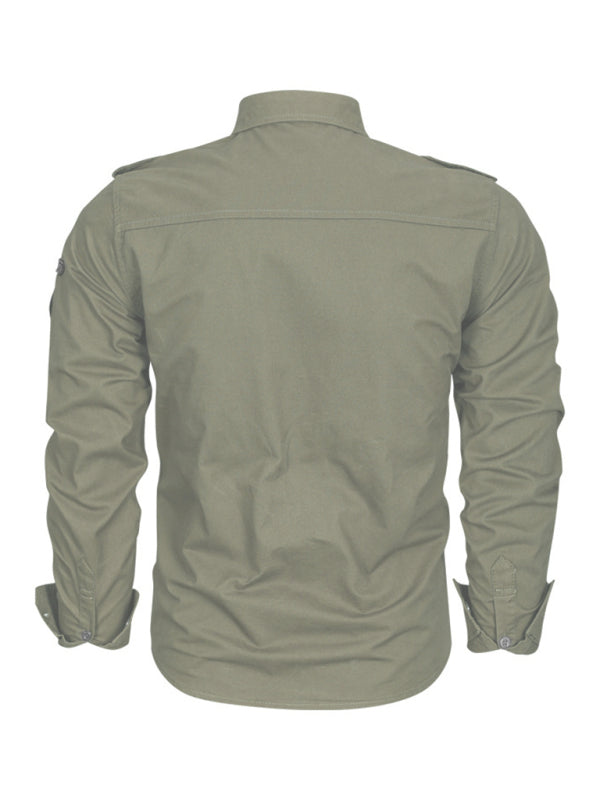 men's military style cotton long sleeve shirt Shello Creative Boutique