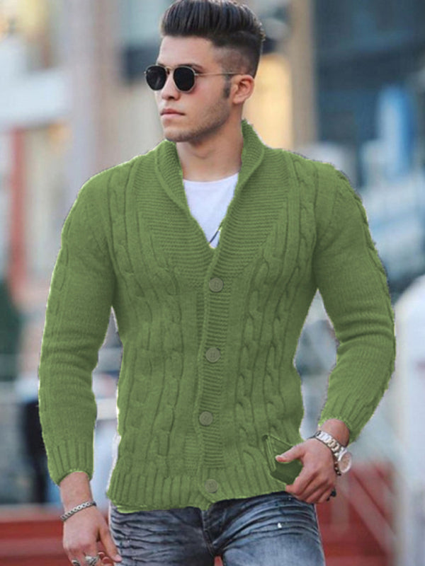 New Sweater Men's Knitted Cardigan Solid Color Slim Men's Jacket Shello's Creative Boutique