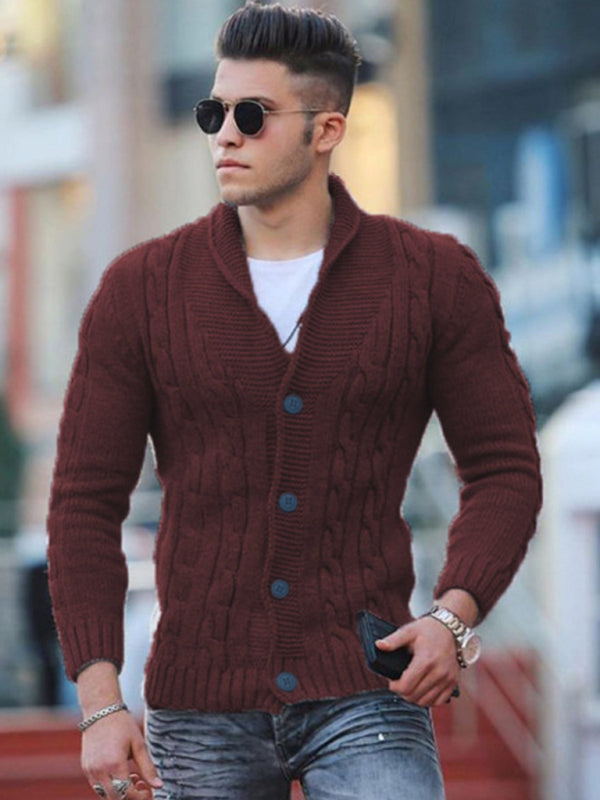 New Sweater Men's Knitted Cardigan Solid Color Slim Men's Jacket Shello's Creative Boutique
