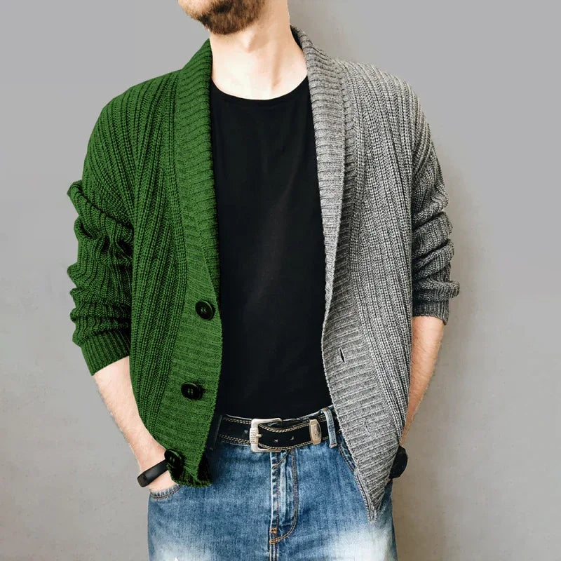 Men's Color Block Single Breasted Casual Knit Cardigan - Shello's Creative Boutique