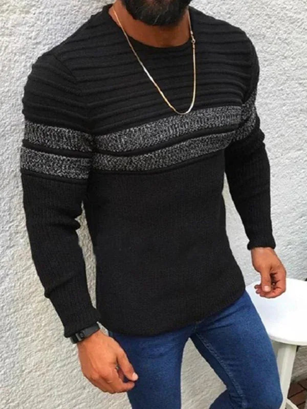Men's Colorblock Stripe Casual Crew Neck Pullover - Shello's Creative Boutique