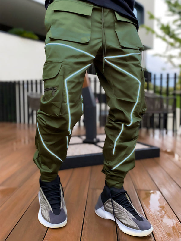 Men's trendy loose straight multi-pocket cargo pants Shello's Creative Boutique