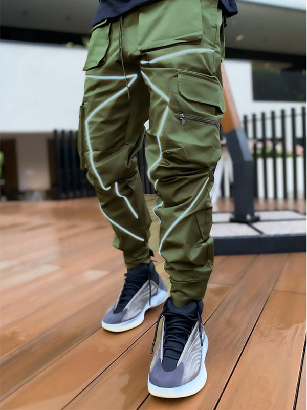 Men's trendy loose straight multi-pocket cargo pants Shello's Creative Boutique