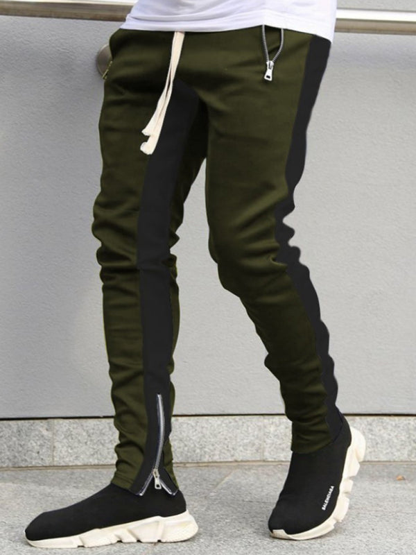 Men's color-block casual double-pocket multi-zipper sportspants Shello's Creative Boutique