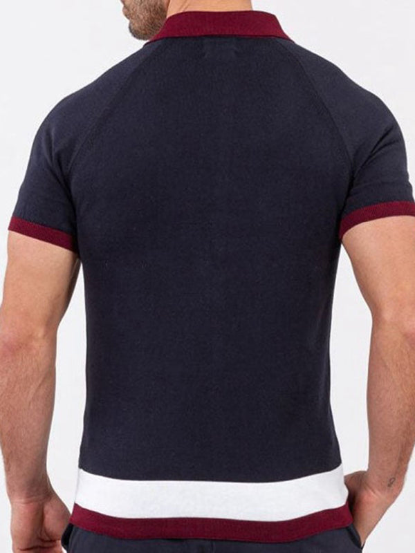 Men's single Breasted Paneled Color Contrast Short Sleeve Shirt Shello Creative Boutique