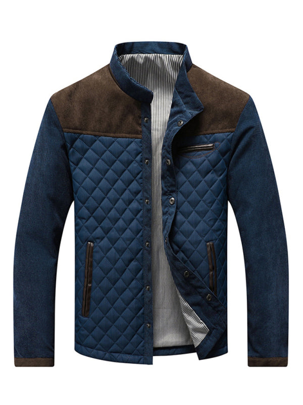 Side seam pocket thickened non-hooded blue casual youth jacket Shello's Creative Boutique