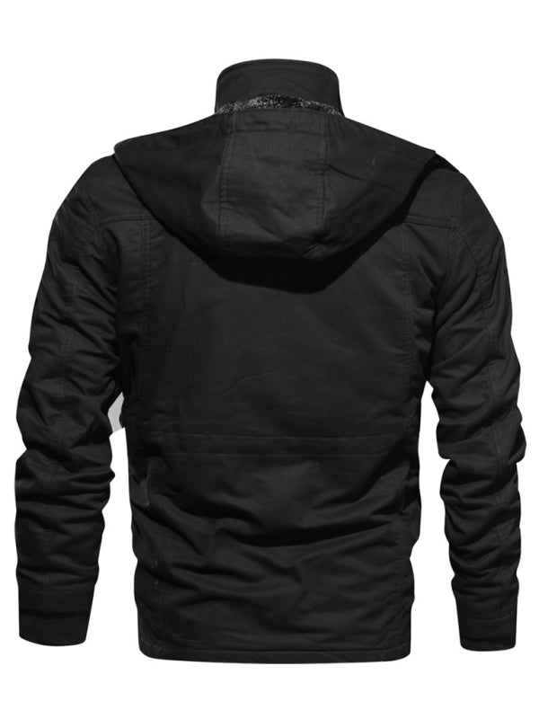 Men's Mid-Length Loose Stand Collar Hooded Cotton Top Youth Men's Jacket Shello's Creative Boutique