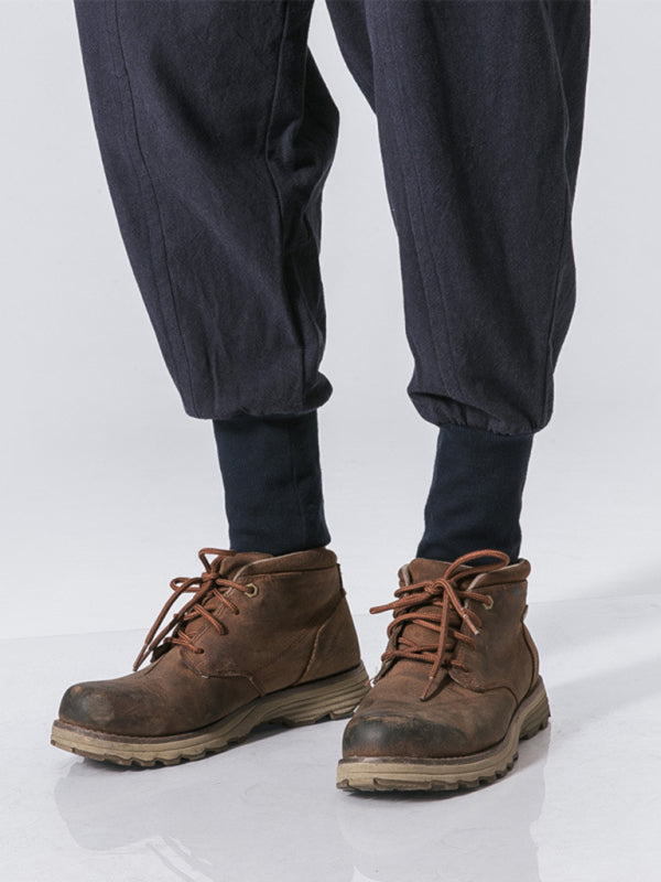 Linen Pants Men's Hip Hop Breathable Cotton Linen Trousers Solid Color Bloomers Casual Pants Shello's Creative Boutique