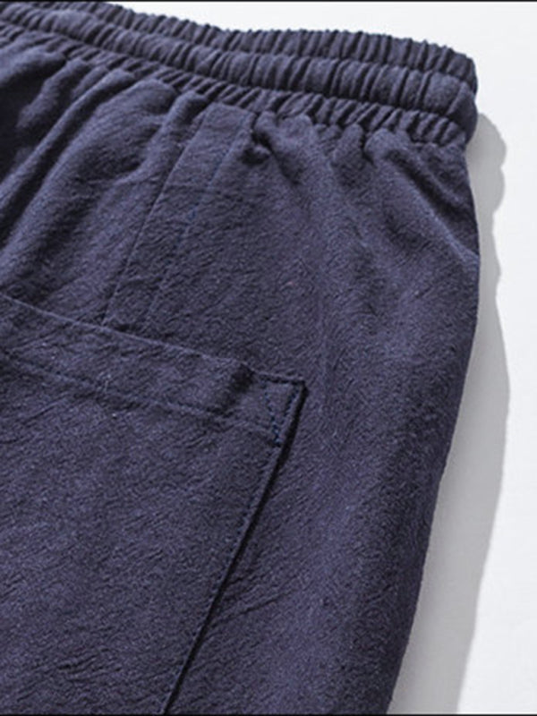 Linen Pants Men's Hip Hop Breathable Cotton Linen Trousers Solid Color Bloomers Casual Pants Shello's Creative Boutique