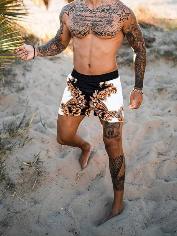 Men's printed lapel short-sleeved shirt + shorts casual suit Shello's Creative Boutique