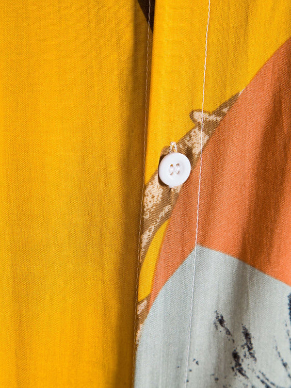 Men's Fashion Trend Casual Cotton Printed Short Sleeve Shirt