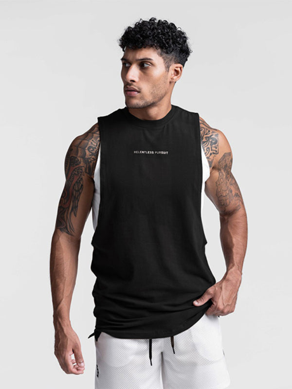 Men's sports trendy brand loose big slit solid color sleeveless quick-drying vest Shello's Creative Boutique