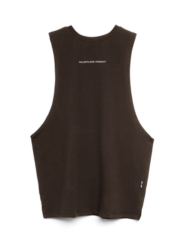 Men's sports trendy brand loose big slit solid color sleeveless quick-drying vest Shello's Creative Boutique