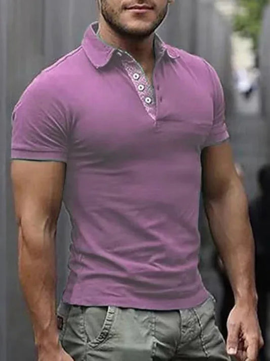 Men's Solid Color Lapel Short-Sleeve Polo Shirt - Shello's Creative Boutique