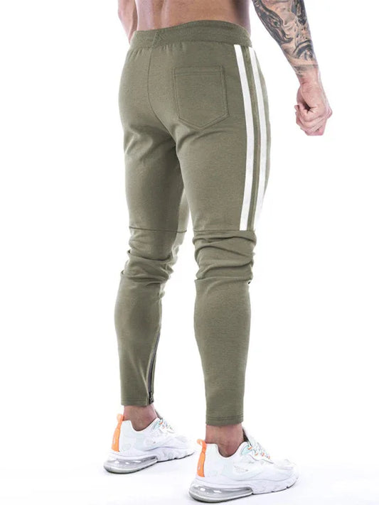 Men's Contrasting Stripe Zippered Training Sweatpants – Sleek and Sporty Comfort for Everyday Wear! - Shello's Creative Boutique
