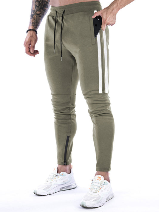 Men's Contrasting Stripe Zippered Training Sweatpants Shello's Creative Boutique