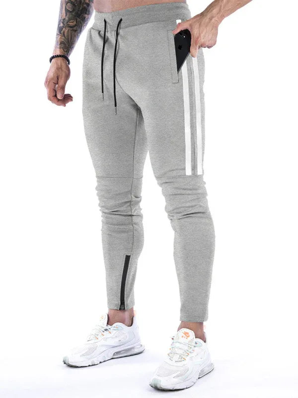 Men's Contrasting Stripe Zippered Training Sweatpants ā Sleek and Sporty Comfort for Everyday Wear! - Shello's Creative Boutique