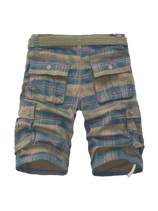 Cargo Shorts Men's Sweatpants Half Pocket Plaid Shorts Shello's Creative Boutique