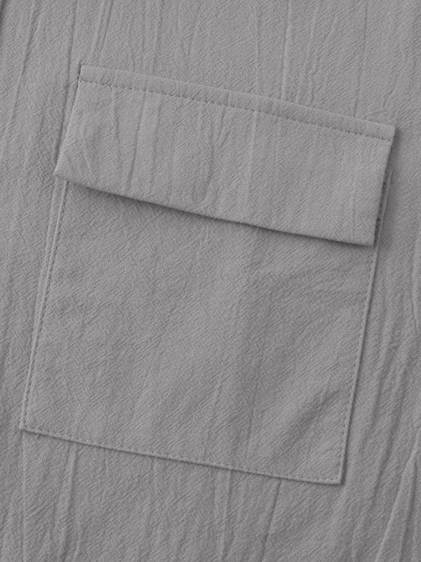 Men's Square Neck Casual Cotton Linen Shirt Linen Solid Color Half Sleeve Top Shello Creative Boutique