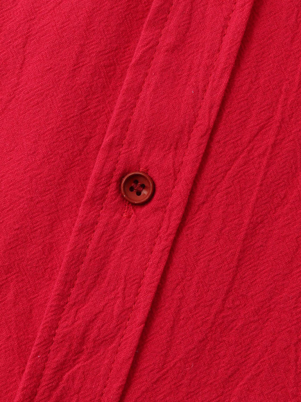 Men's Square Neck Casual Cotton Linen Shirt Linen Solid Color Half Sleeve Top Shello Creative Boutique